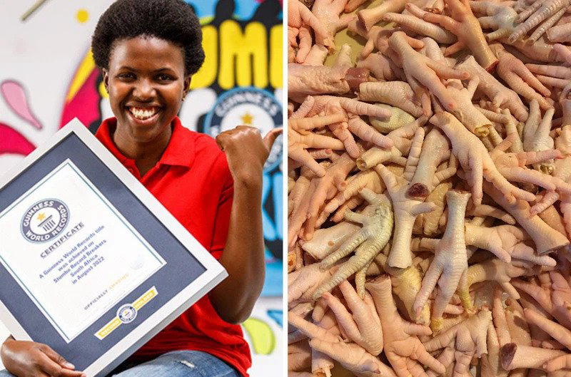 Read more about the article SA Woman Breaks Guinness Record for Eating Most Chicken Feet | The African Exponent.