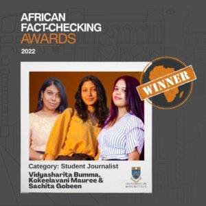 Read more about the article African Fact Checking Award : des étudiants de l’UoM remportent le premier prix !